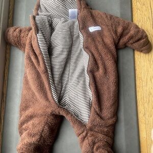 Baby Brown Fleece One-Piece Snowsuit - Cozy Lined Infant Coverall